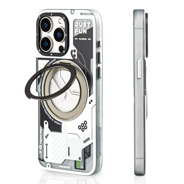 iPhone 15 Pro MagSafe Uyumlu 360° Standlı Kılıf - Youngkit Starship
