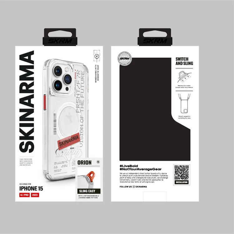 iPhone 15 Pro MagSafe Uyumlu Yazı Desenli Şeffaf Kılıf - Skinarma Orion