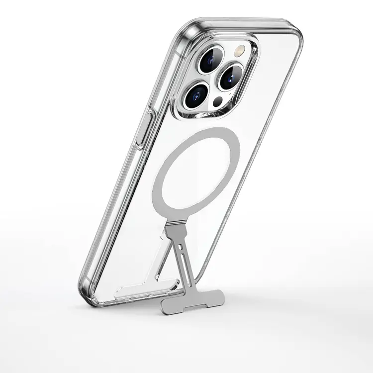 iPhone 15 Pro MagSafe Uyumlu Şeffaf Standlı Kılıf - Wiwu FYY-014