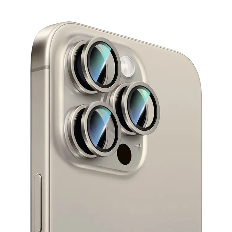 Apple iPhone 15 Pro Max CaseWorld Alloy Serisi Oleofobik Anti Reflective Kamera Lens Koruyucu
