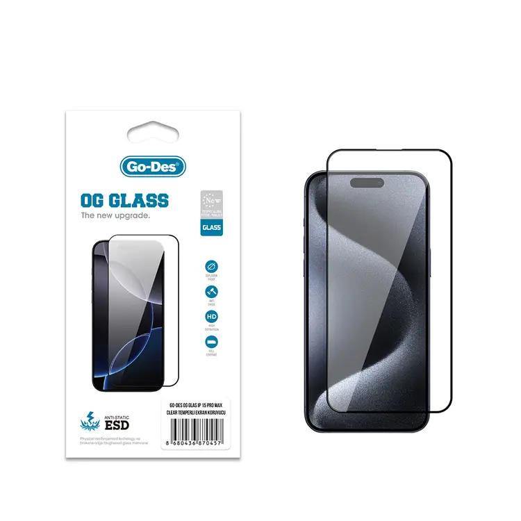iPhone 15 Pro Max Temperli Cam Ekran Koruyucu - Go Des OG Glass