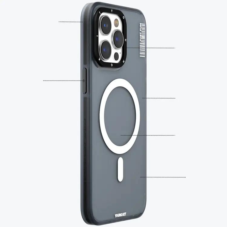 iPhone 15 Pro Max MagSafe Uyumlu Şeffaf Kılıf - Youngkit Colored Sand