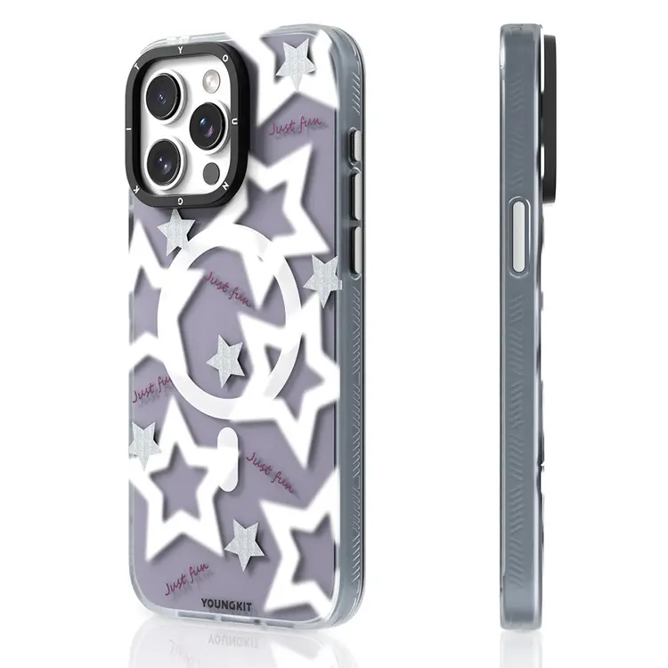 iPhone 15 Pro Max MagSafe Uyumlu Çift Katmanlı Kılıf - Youngkit Star&Butterfly