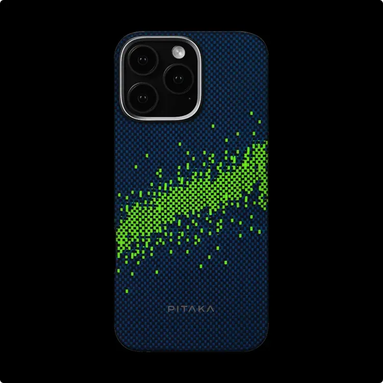 Apple iPhone 15 Pro Max Kılıf M-safe Şarj Özellikli Lumintex Teknolojili Fosforlu Özellikli Aramid Karbon Fiber Pitaka Tactile Woven Starpeak Serisi Milky Way Galaxy Kapak