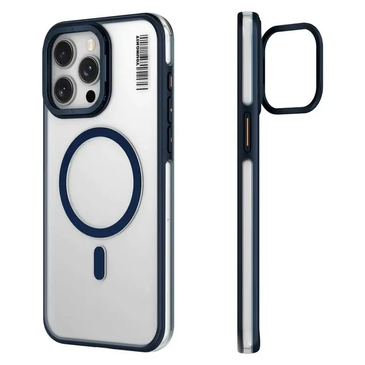 Apple iPhone 15 Pro Max Kılıf M-safe Şarj Özellikli Sararma Önleyici Youngkit Crystal Grid Kapak