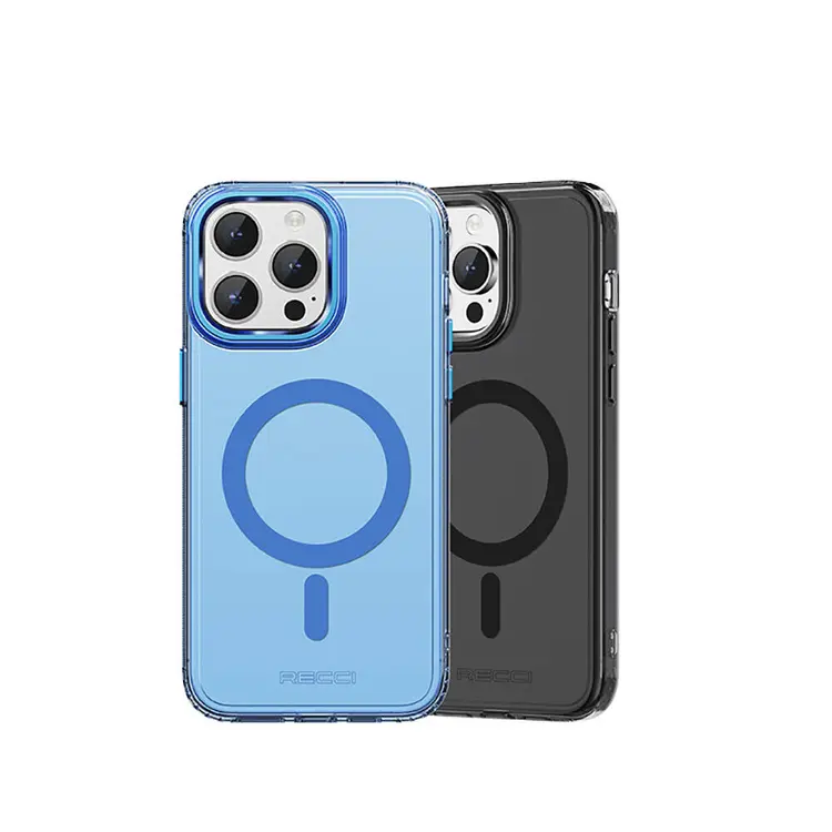 iPhone 15 Pro Max MagSafe Uyumlu Şeffaf Kılıf - Recci Crystal Color