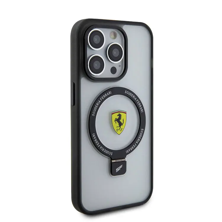 iPhone 15 Pro Max MagSafe Uyumlu Standlı Kılıf - Ferrari Buzlu Yüzey