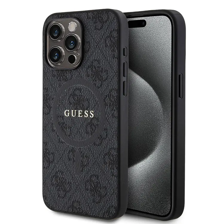 iPhone 15 Pro Max MagSafe Uyumlu Halkalı Kılıf - Guess 4G Logolu