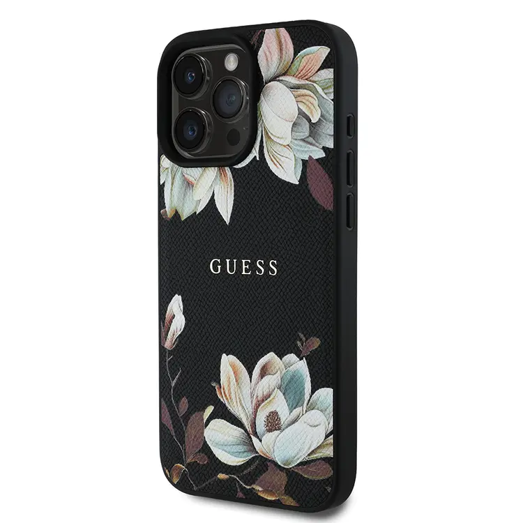 iPhone 15 Pro Max MagSafe Uyumlu Çiçek Tasarımlı Kılıf - Guess Lisanslı