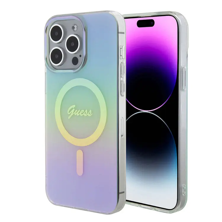 iPhone 15 Pro Max MagSafe Uyumlu Kılıf - Guess Iridescent Logolu