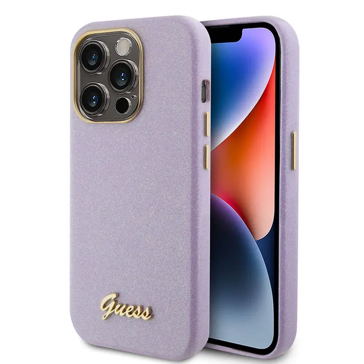 iPhone 15 Pro Max Kılıf, Glitter Glossy Script - Guess