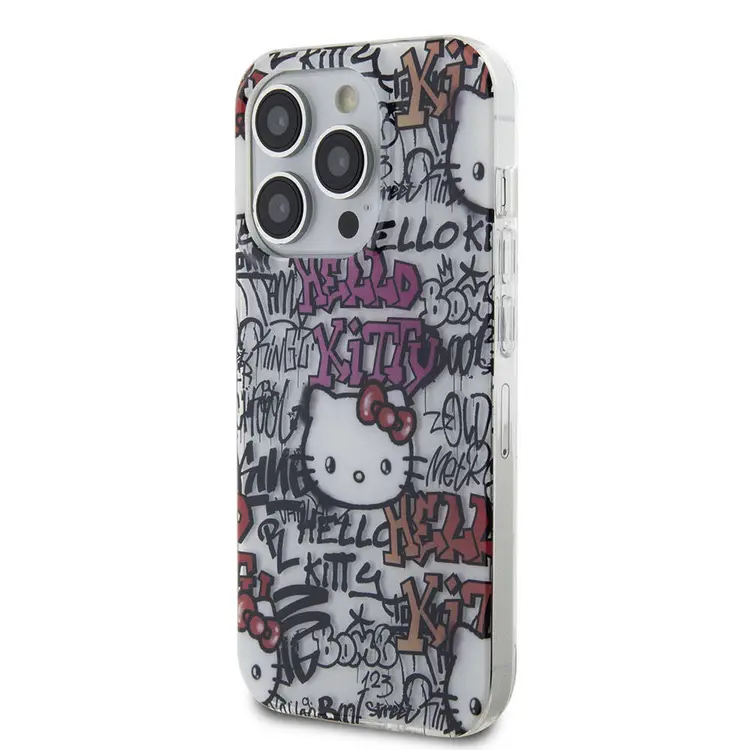 iPhone 15 Pro Max Hello Kitty Lisanslı Kılıf, İkonik Logolu Graffiti Tasarım