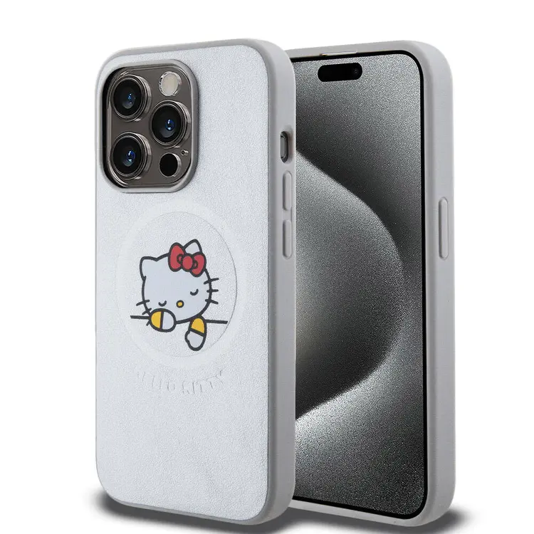 iPhone 15 Pro Max MagSafe Uyumlu Hello Kitty Lisanslı Deri Kılıf