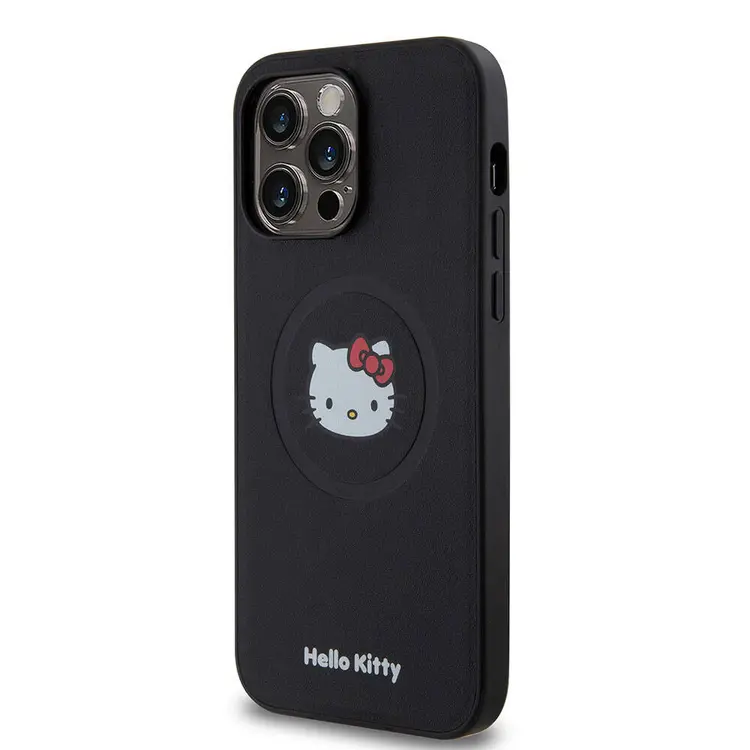 iPhone 15 Pro Max MagSafe Uyumlu Deri Kılıf - Hello Kitty Kitty Head
