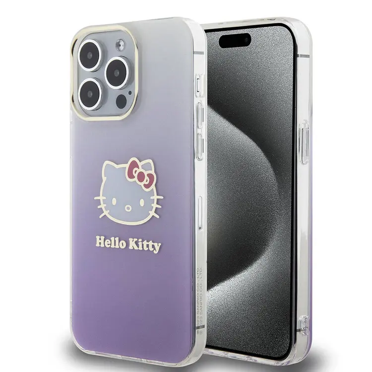iPhone 15 Pro Max Lisanslı Hello Kitty Kılıf, Elektroplating Gradyan