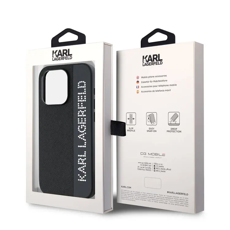 iPhone 15 Pro Max Uyumlu Taşlı Saffiano Kılıf - Karl Lagerfeld KL