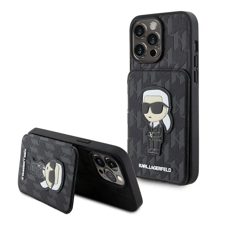 iPhone 15 Pro Max Standlı Kartlıklı Saffiano Kılıf - Karl Lagerfeld