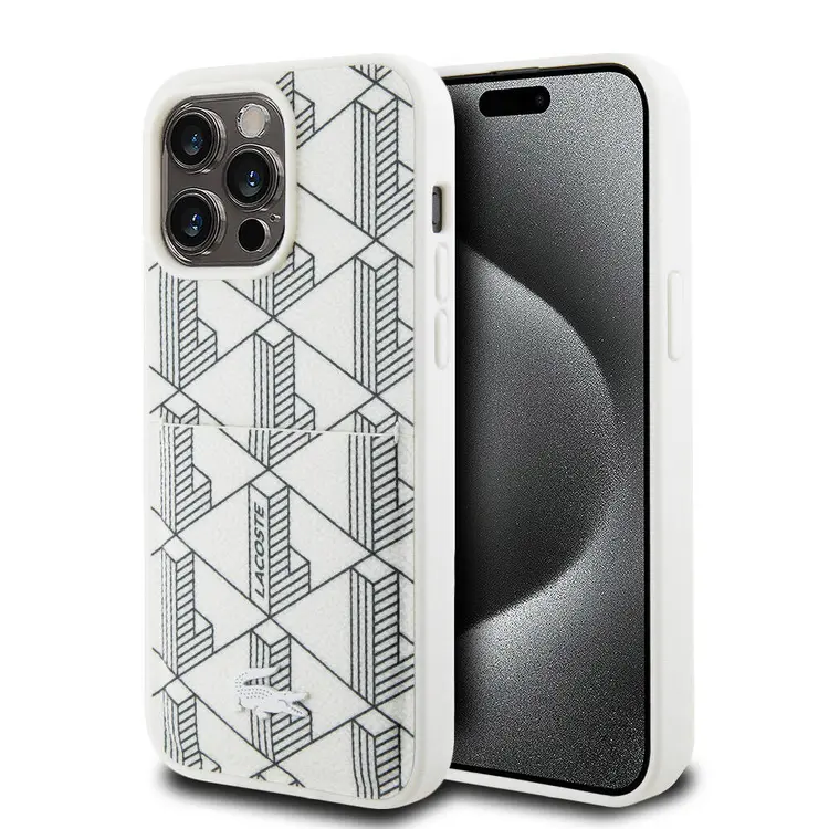 iPhone 15 Pro Max MagSafe Uyumlu Kartlıklı Kılıf - Lacoste Monogram