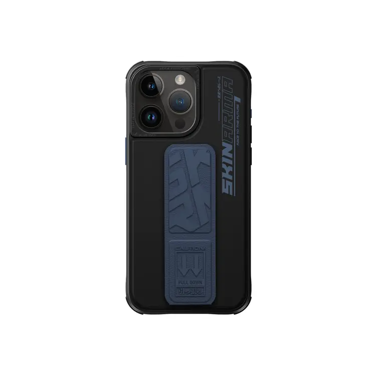 iPhone 15 Pro Max Standlı Deri Görünümlü Kılıf - Skinarma Slate
