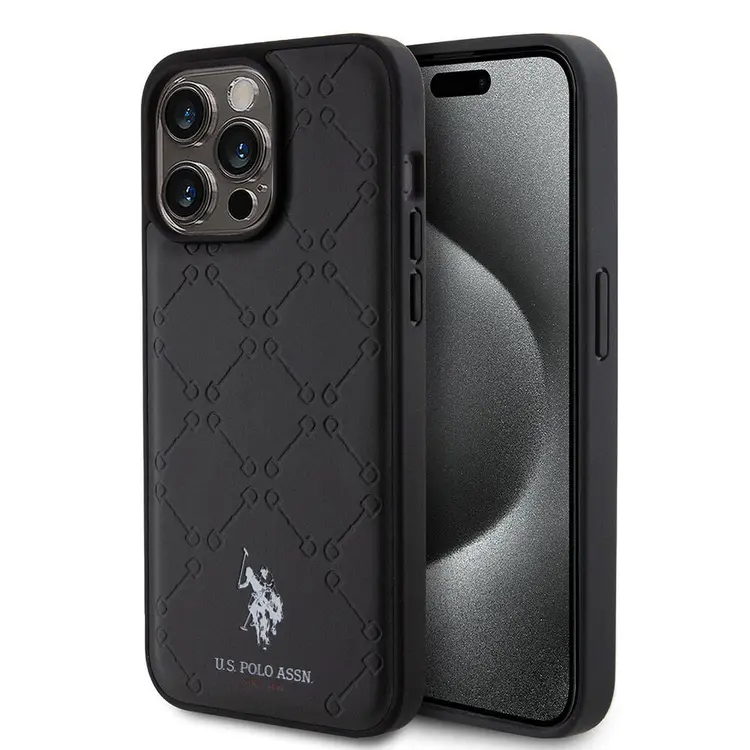 iPhone 15 Pro Max Suni Deri Kılıf - U.S. Polo Assn. HS Desenli