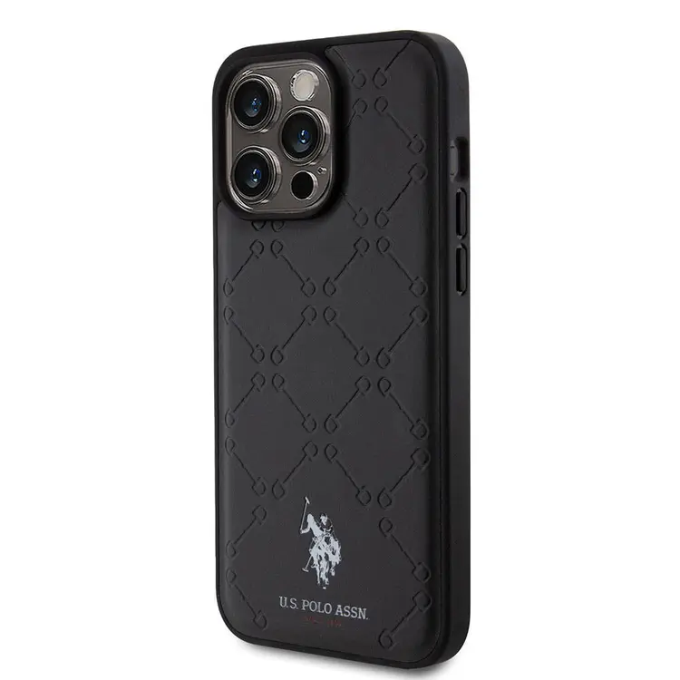 iPhone 15 Pro Max Suni Deri Kılıf - U.S. Polo Assn. HS Desenli