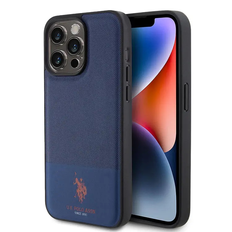 iPhone 15 Pro Max Suni Deri Örgü Desenli Kılıf - U.S. Polo Assn.