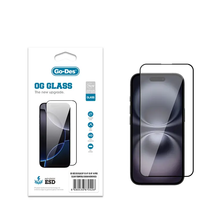 iPhone 16 Antistatik Temperli Cam Ekran Koruyucu - Go Des OG Glass