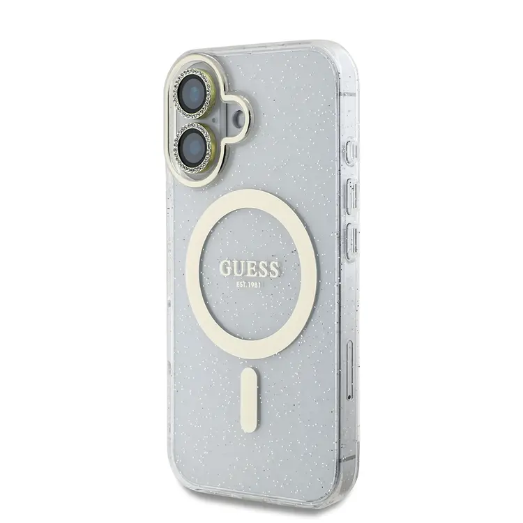 iPhone 16 Guess Lisanslı 3'lü Set: Simli Glitter Kılıf, Ekran ve Lens Koruyucu