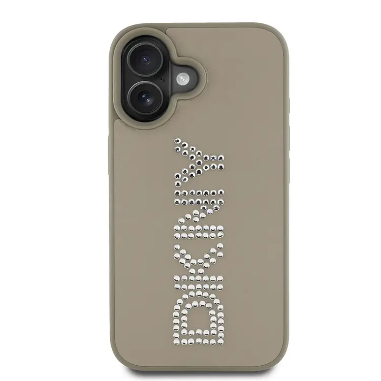 iPhone 16 Taşlı Metalik PU Deri Kılıf - DKNY Lisanslı