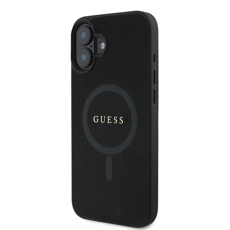 Apple iPhone 16 Kılıf Guess Orjinal Lisanslı M-safe Şarj Özellikli Yazı Logolu Saffiano Classic Kapak
