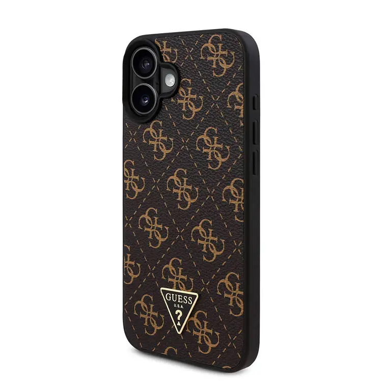 iPhone 16 PU Deri 4G Desenli Üçgen Logolu Kılıf - Guess