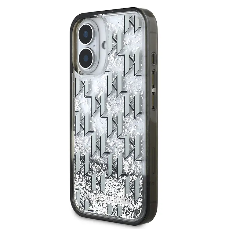 iPhone 16 Kılıf, Lisanslı Simli KL Monogram Gradient Kapak - Karl Lagerfeld