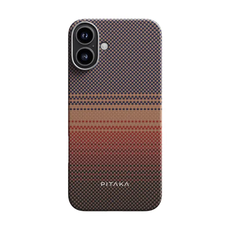 iPhone 16 MagSafe Uyumlu Aramid Fiber Kılıf - Pitaka Tactile Woven Sunset