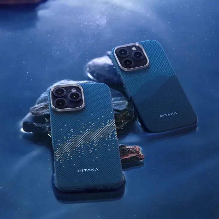Apple iPhone 16 Kılıf M-safe Şarj Özellikli Aramid Karbon Fiber Pitaka Tactile Woven Starpeak Serisi Milky Way Galaxy Kapak