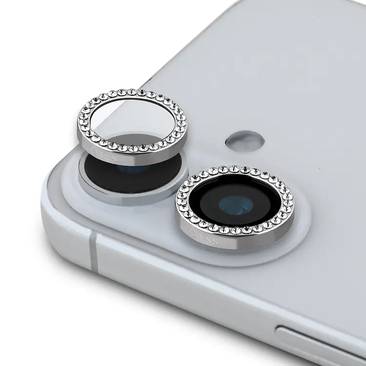 iPhone 16 Plus Rhinestone Ekran ve Lens Koruyucu Seti - Guess