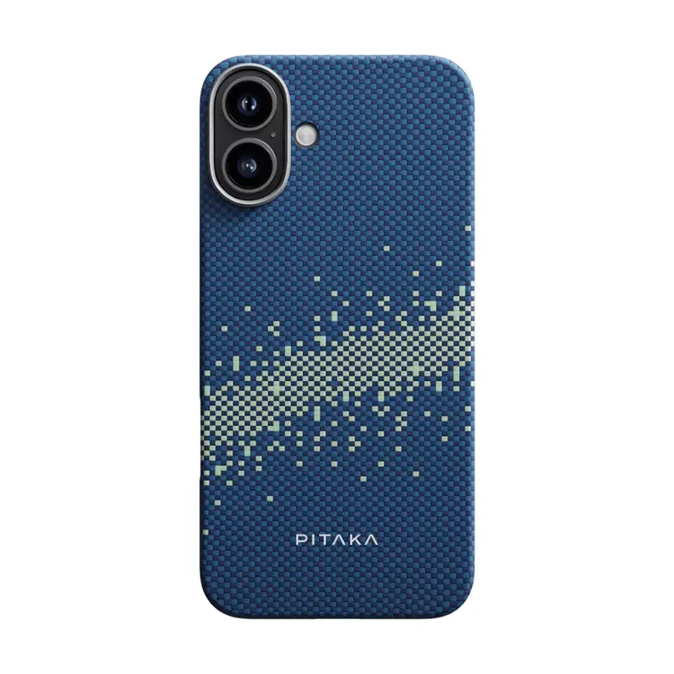 Apple iPhone 16 Plus Kılıf M-safe Şarj Özellikli Aramid Karbon Fiber Pitaka Tactile Woven Starpeak Serisi Milky Way Galaxy Kapak