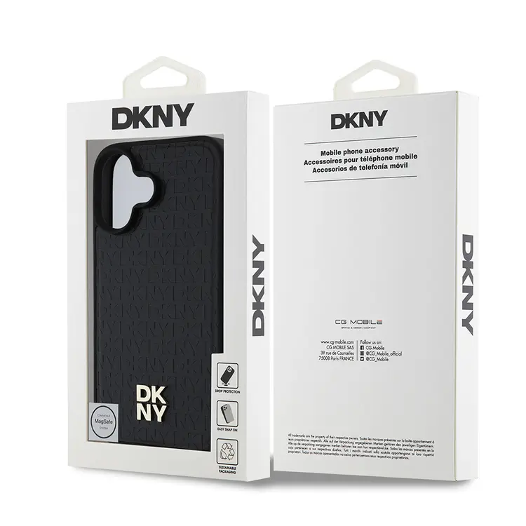 Apple iPhone 16 Plus Kılıf DKNY Orjinal Lisanslı M-safe Şarj Özellikli 3D Yazılı Repeat Pattern Kapak