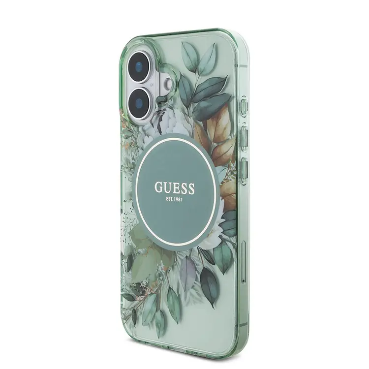 iPhone 16 Plus MagSafe Uyumlu Çiçek Desenli Kılıf - Guess İnci Bileklikli