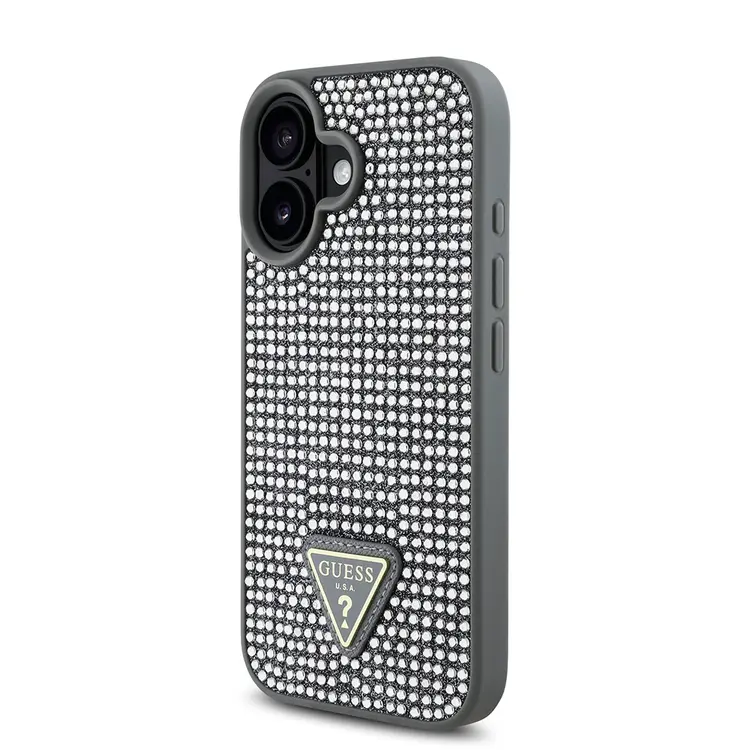 iPhone 16 Plus Taşlı Arka Yüzey Üçgen Logolu Kılıf - Guess