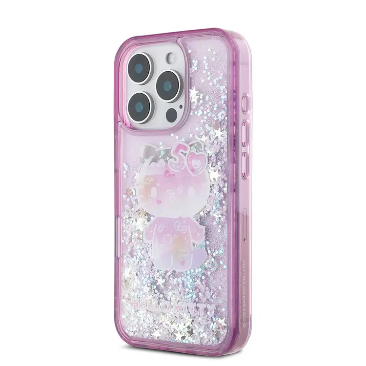 iPhone 16 Pro Uyumlu Hello Kitty Lisanslı Simli Kılıf - 50. Yıl