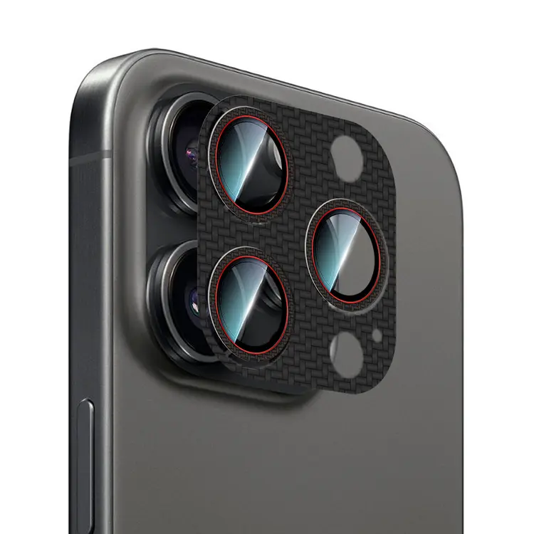 iPhone 16 Pro Kamera Lens Koruyucu, 9H Temperli Cam - CaseWorld Karbon Fiber Serisi