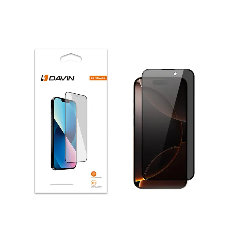 iPhone 16 Pro Gizlilik Camlı Ekran Koruyucu - Davin 5D Privacy