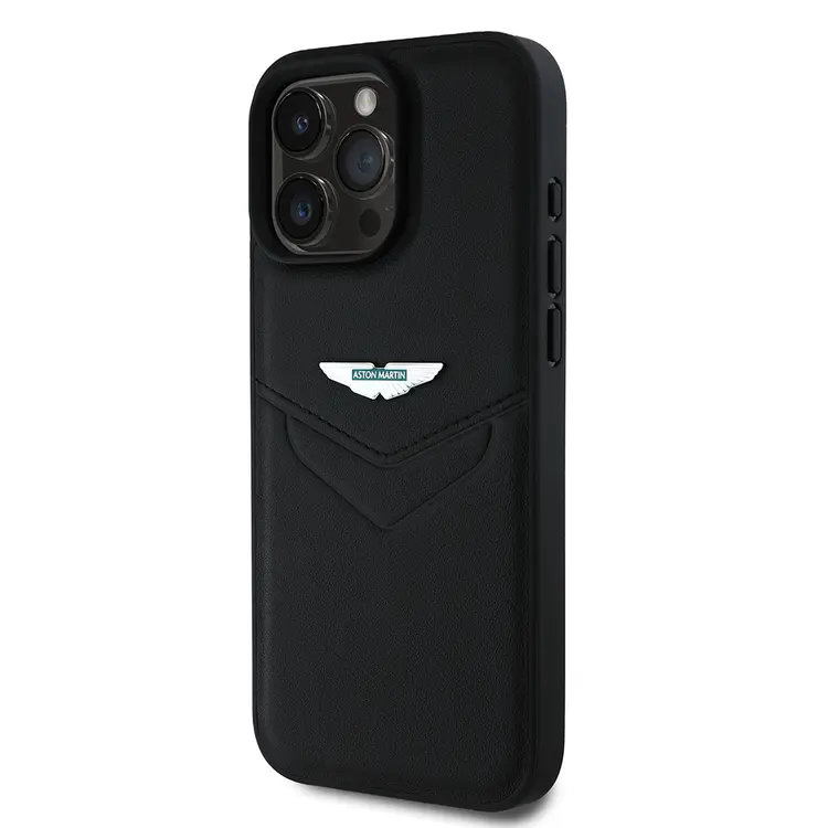 iPhone 16 Pro Aston Martin Lisanslı Victory PU Deri Kılıf, Metal Logolu