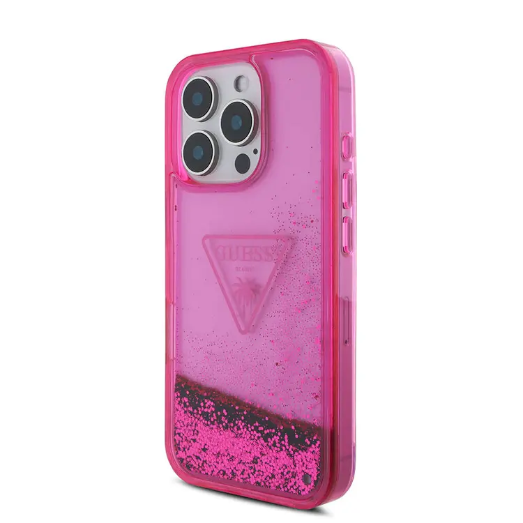 iPhone 16 Pro Transparan Sıvılı Simli Kılıf - Guess Lisanslı