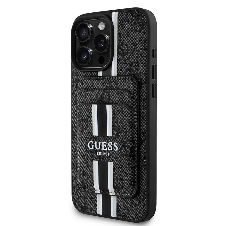 iPhone 16 Pro MagSafe Uyumlu Kartlıklı Kılıf - Guess 4G Çizgili