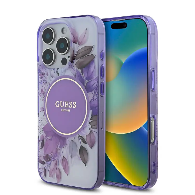 iPhone 16 Pro MagSafe Uyumlu Kılıf - Guess Flower Tonal Circle