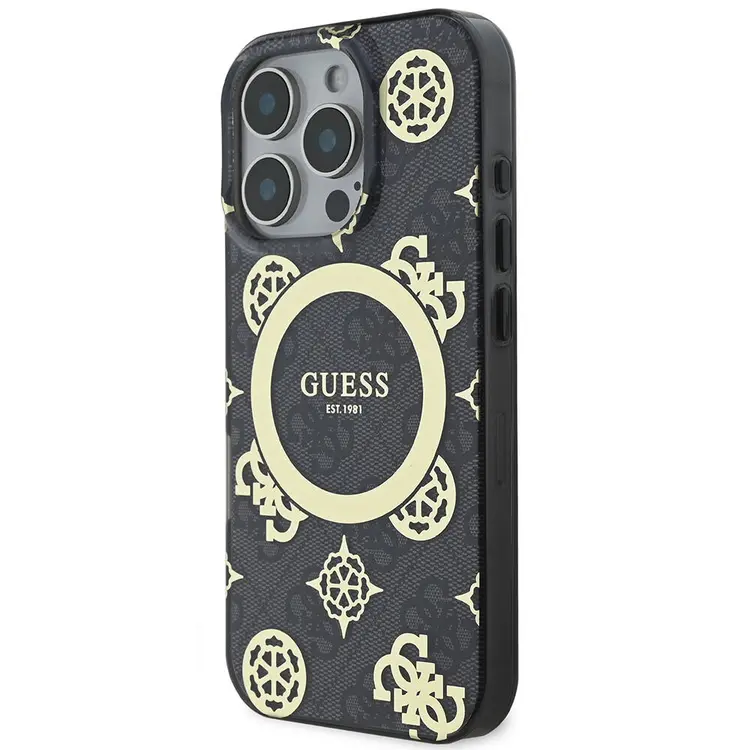 iPhone 16 Pro MagSafe Uyumlu Kılıf - Guess IML Peony ve 4G Desenli
