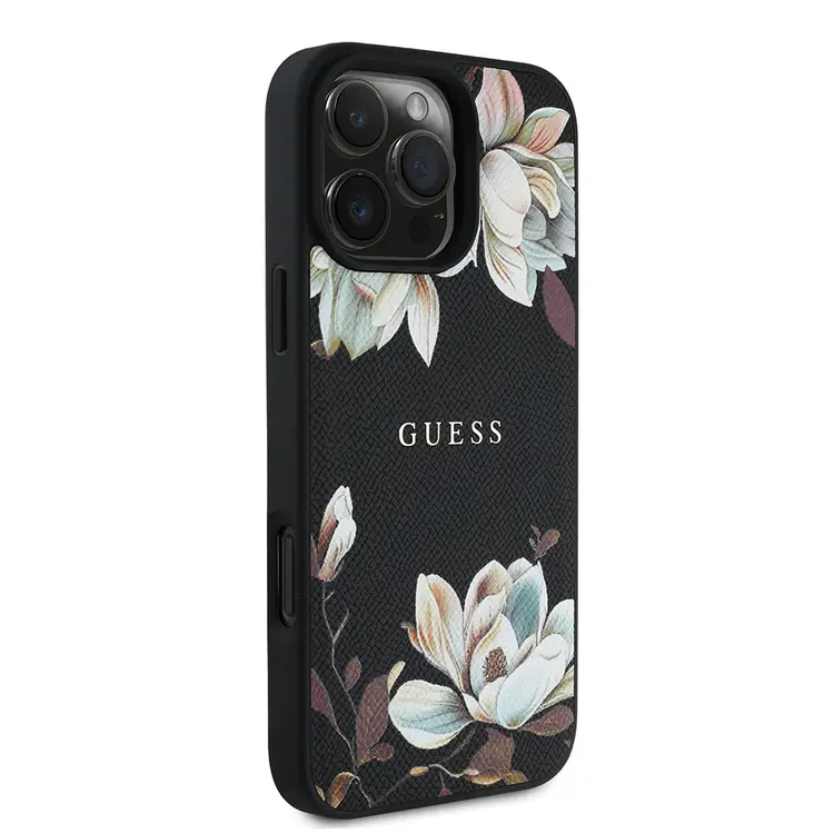 iPhone 16 Pro MagSafe Uyumlu Taneli Çiçek Tasarımlı Kılıf - Guess