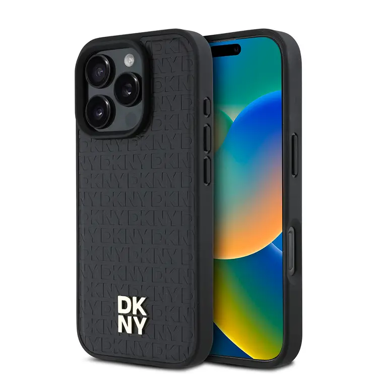 iPhone 16 Pro MagSafe Uyumlu 3D Desenli Kılıf - DKNY Repeat Pattern