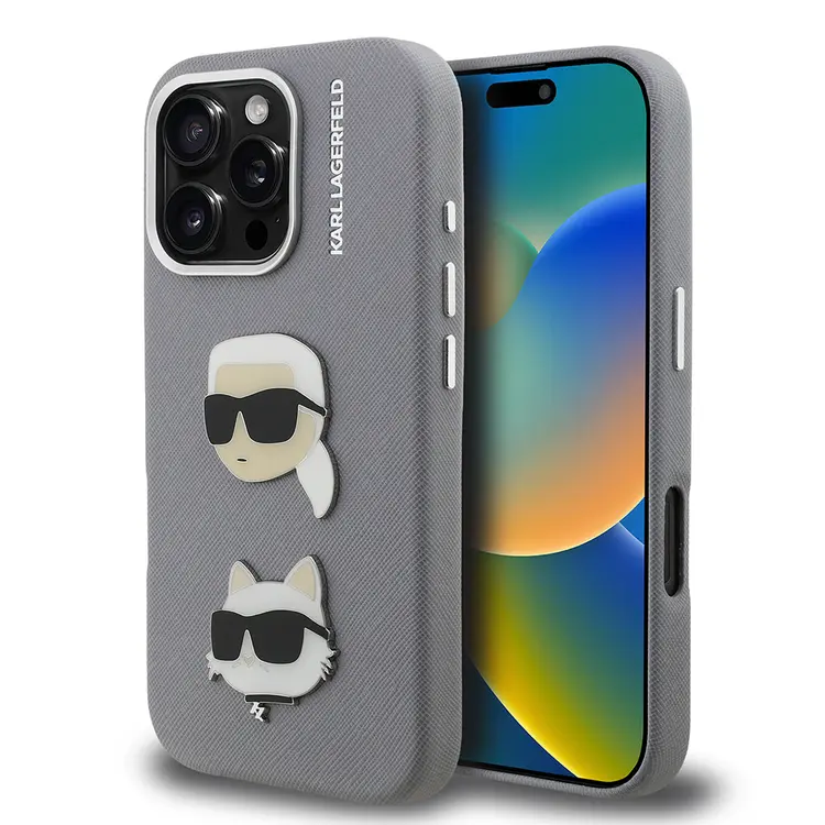 iPhone 16 Pro Kılıf Karl Lagerfeld Lisanslı K&C Heads Pin Kapak